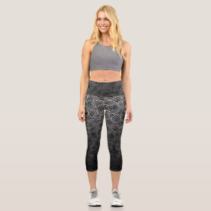 Leggings Capri Patrón de shell.04.w BG negro