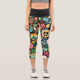 Leggings Capri Patrón de signos de paz