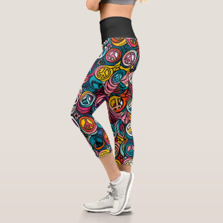 Leggings Capri Patrón de signos de paz