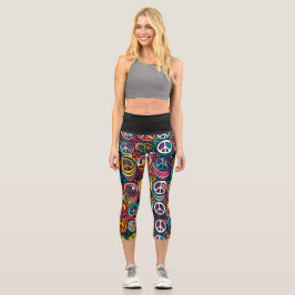 Leggings Capri Patrón de signos de paz