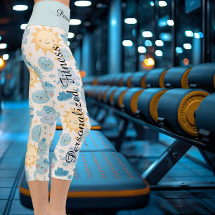 Leggings Capri Patrón de sol y luna de Kawaii - Colorido y capric