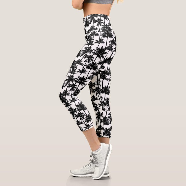 Leggings Capri Patrón de sombra de árbol de palma (Izquierda)
