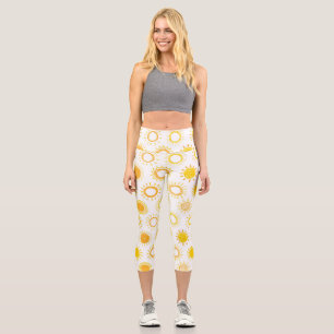 Leggings Capri Patrón de Suns de Doodle dibujado a mano