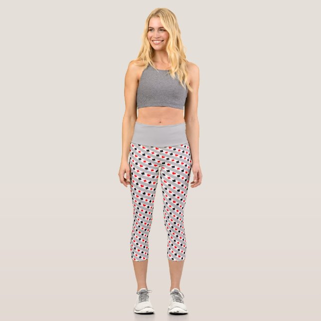 Leggings Capri Patrón de tarjetas de reproducción de grises nubla (Anverso)