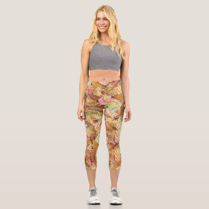 Leggings Capri Patrón de tarta de corte, patrón de fondo de tarta