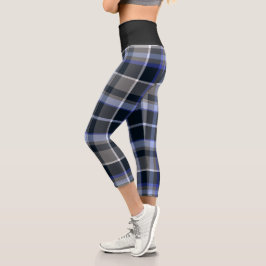 Leggings Capri Patrón de Tartán gris oscuro