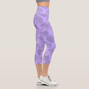 Leggings Capri Patrón de tigre púrpura