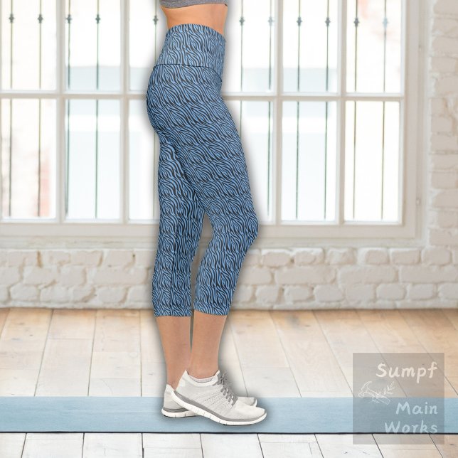 Leggings Capri Patrón de tigres en azul (Subido por el creador)