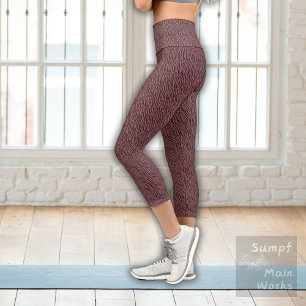 Leggings Capri Patrón de tigres en rojo