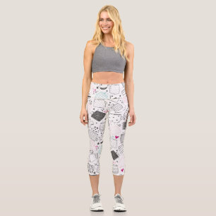 Leggings Capri Patrón de trapo dibujado a mano, diseño impecable.