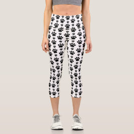 Leggings Capri Patrón de traza, trineos de perro, pinturas de tra