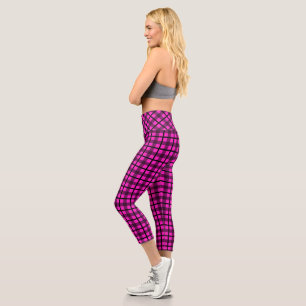 Leggings Capri Patrón de trenzado de Gótico negro rosado caliente
