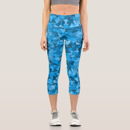 Leggings Capri Patrón de Triángulo Azul