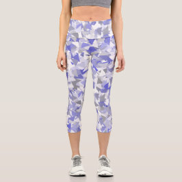 Leggings Capri Patrón de triángulo gris púrpura