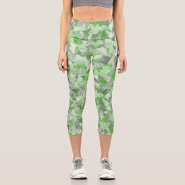 Leggings Capri Patrón de triángulo gris verde