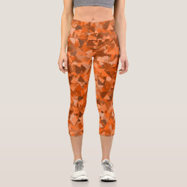 Leggings Capri Patrón de triángulo marrón naranja