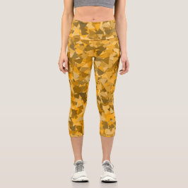 Leggings Capri Patrón de triángulo marrón naranja