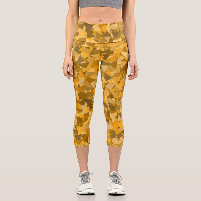 Leggings Capri Patrón de triángulo marrón naranja (Anverso)