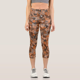 Leggings Capri Patrón de triángulo naranja marrón