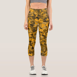 Leggings Capri Patrón de triángulo naranja marrón