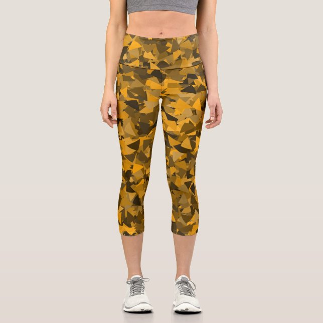 Leggings Capri Patrón de triángulo naranja marrón (Anverso)