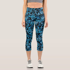 Leggings Capri Patrón de triángulo negro azul