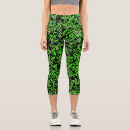 Leggings Capri Patrón de triángulo negro verde