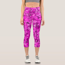 Leggings Capri Patrón de triángulo púrpura rosa