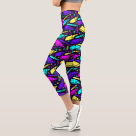 Leggings Capri Patrón de Vape Brillante