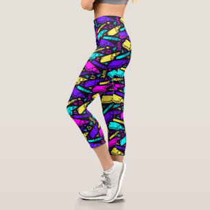 Leggings Capri Patrón de Vape Brillante
