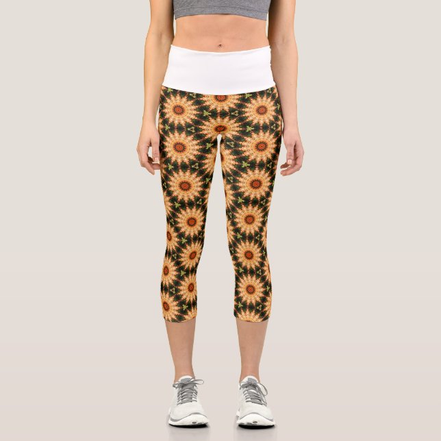Leggings Capri patrón de verano floral (Anverso)