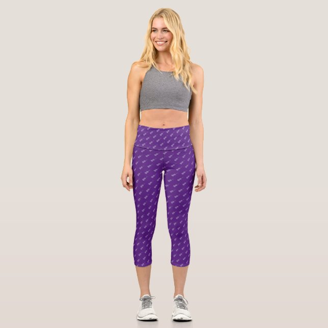 Leggings Capri Patrón de violín - Lavanda y negro (Anverso)
