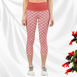 Leggings Capri Patrón diagonal rojo blanco