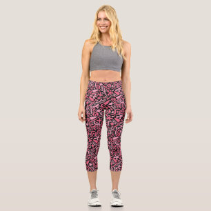 Leggings Capri Patrón Doodle en Pink.01.w Black BG