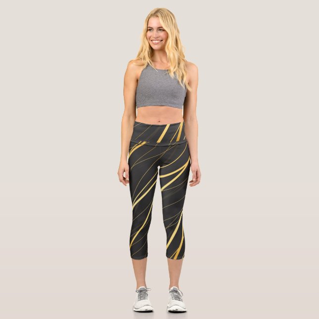 Leggings Capri Patrón dorado 1 (Anverso)