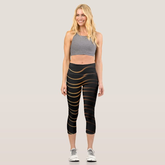 Leggings Capri Patrón dorado 4 (Anverso)