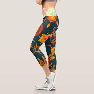 Leggings Capri Patrón E Hippie-Fabric Zazzle_Growshop.