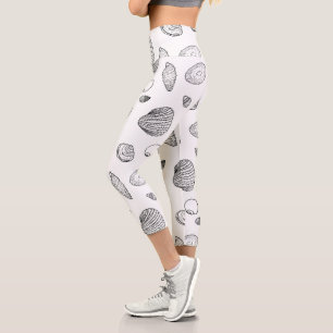 Leggings Capri Patrón elegante de cascos blancos y negros