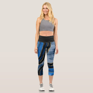 Leggings Capri Patrón elegante de Corazones de Oro de Malaquita