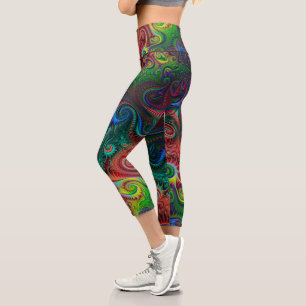 Leggings Capri Patrón espiral colorido abstracto