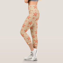 Leggings Capri Patrón estelar en el naranja de terracota gradient