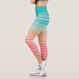 Leggings Capri Patrón étnico arcoiris