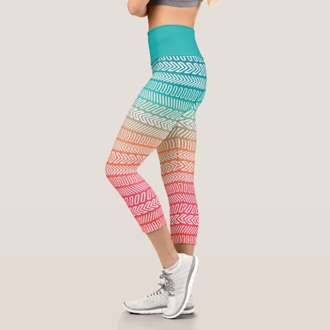 Leggings Capri Patrón étnico arcoiris (Izquierda)