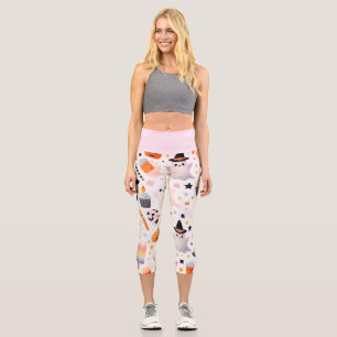 Leggings Capri Patrón fantasma de Halloween