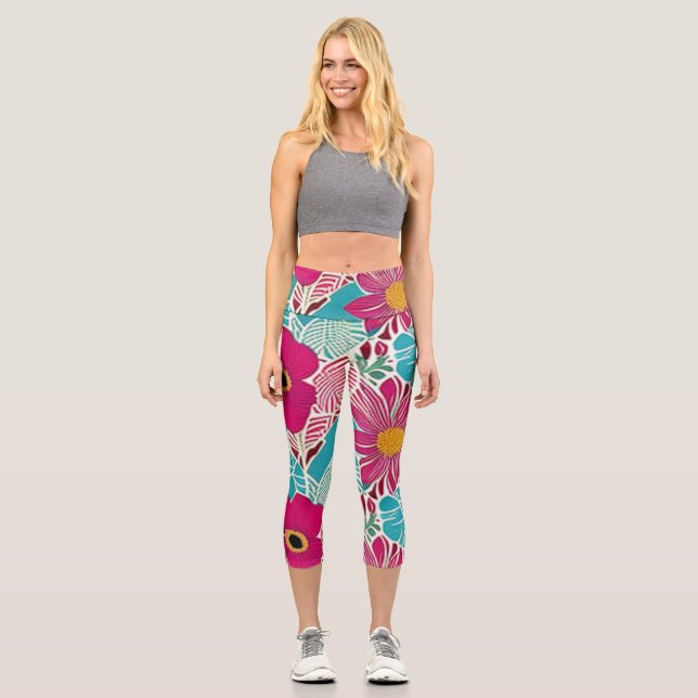 Leggings Capri Patrón floral (Anverso)