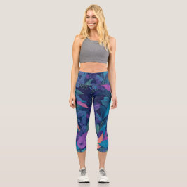 Leggings Capri Patrón floral botánico boho de color moderno con h