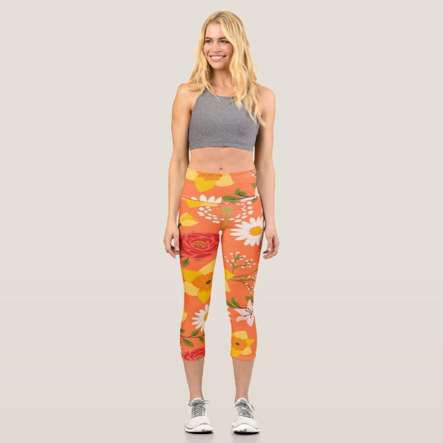 Leggings Capri Patrón floral colorido (Anverso)