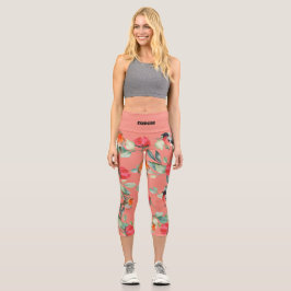 Leggings Capri Patrón floral de acuarela corta ejercicio Personal