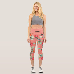 Leggings Capri Patrón floral de acuarela corta ejercicio Personal