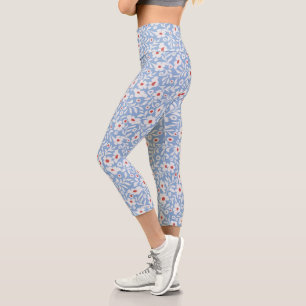 Leggings Capri Patrón floral de bloques de madera